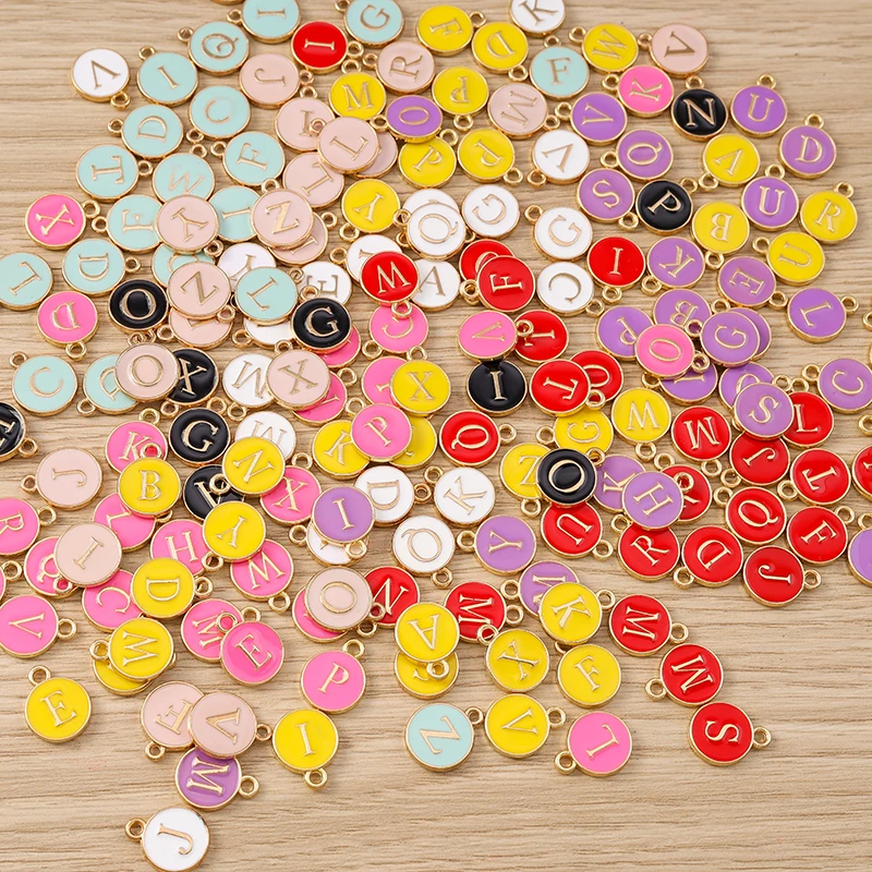 10 Stück niedliche, bunte Buchstabenanhänger (Alphabet 26 A-Z) für die Schmuckherstellung, Anhänger, Halsketten, Ohrringe, Armbänder, Bastelbedarf für DIY-Projekte – Detail 3
