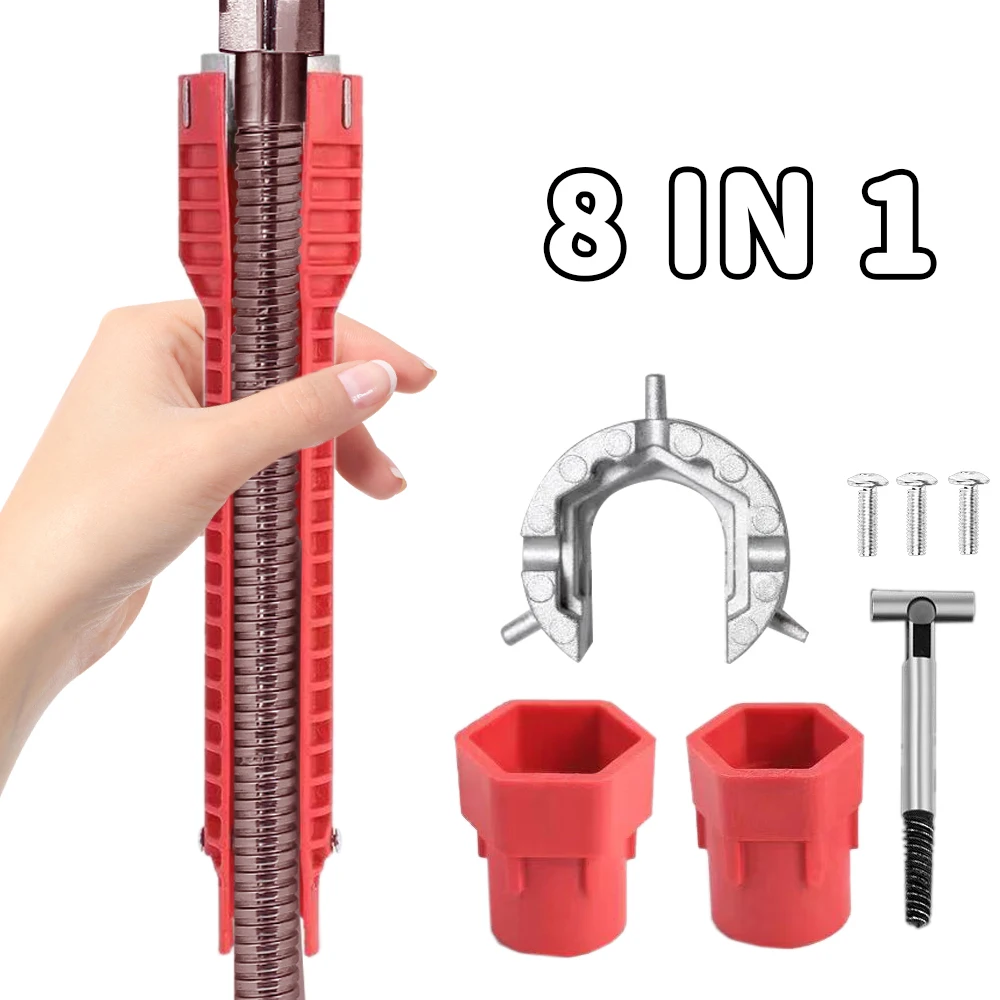 8 In 1 Flume Wrench Sink Key Anti-slip Key Pipe Magic Wrench Kitchen Plumbing Installation Multi Wrench Repair Socket wrench