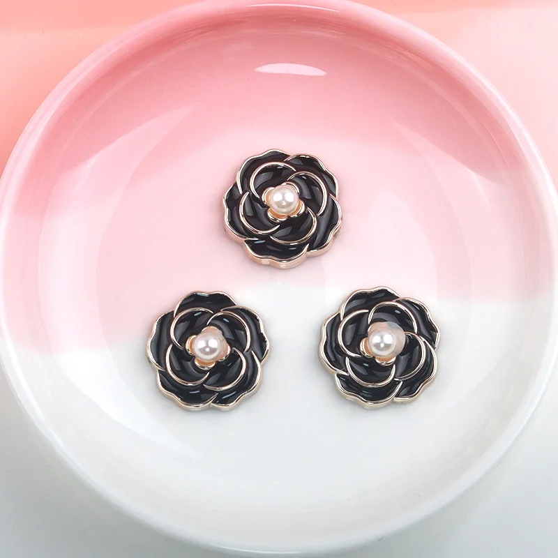 King Dragon Rhinestone Flower Pearl Embellishment Button Flat Back Used On Decoration 17MM 10PCS/Lot DIY Wedding Scrapbook