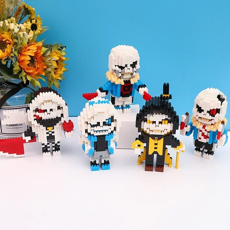 SC Game Undertale Sans Cross Nightmare Reaper Ink Skeleton Hero Monster Doll DIY Mini Diamond Blocks Bricks Building Toy No Box