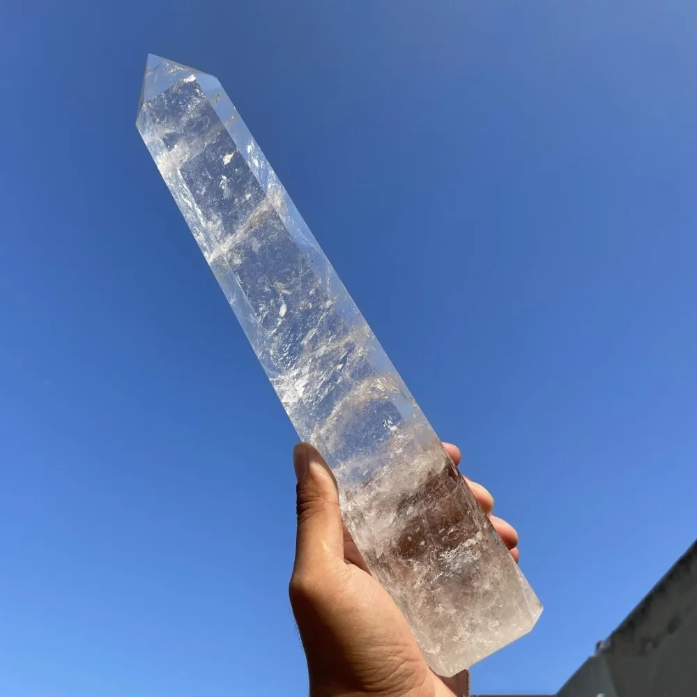 1 STÜCK Natürlicher klarer Quarzpunkt Transparenz Weißer Kristallpunkt Heilstein Sechseckiger Obelisk 50-80mm Zauberstab Stein Raumdekoration