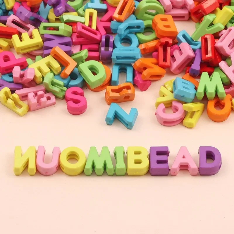 

100/200pc Mixed Acrylic Color Resin Letter Flat Beads Flat Hole Cartoon 26 English Letter Beads Beaded DIY Jewelry Accessories