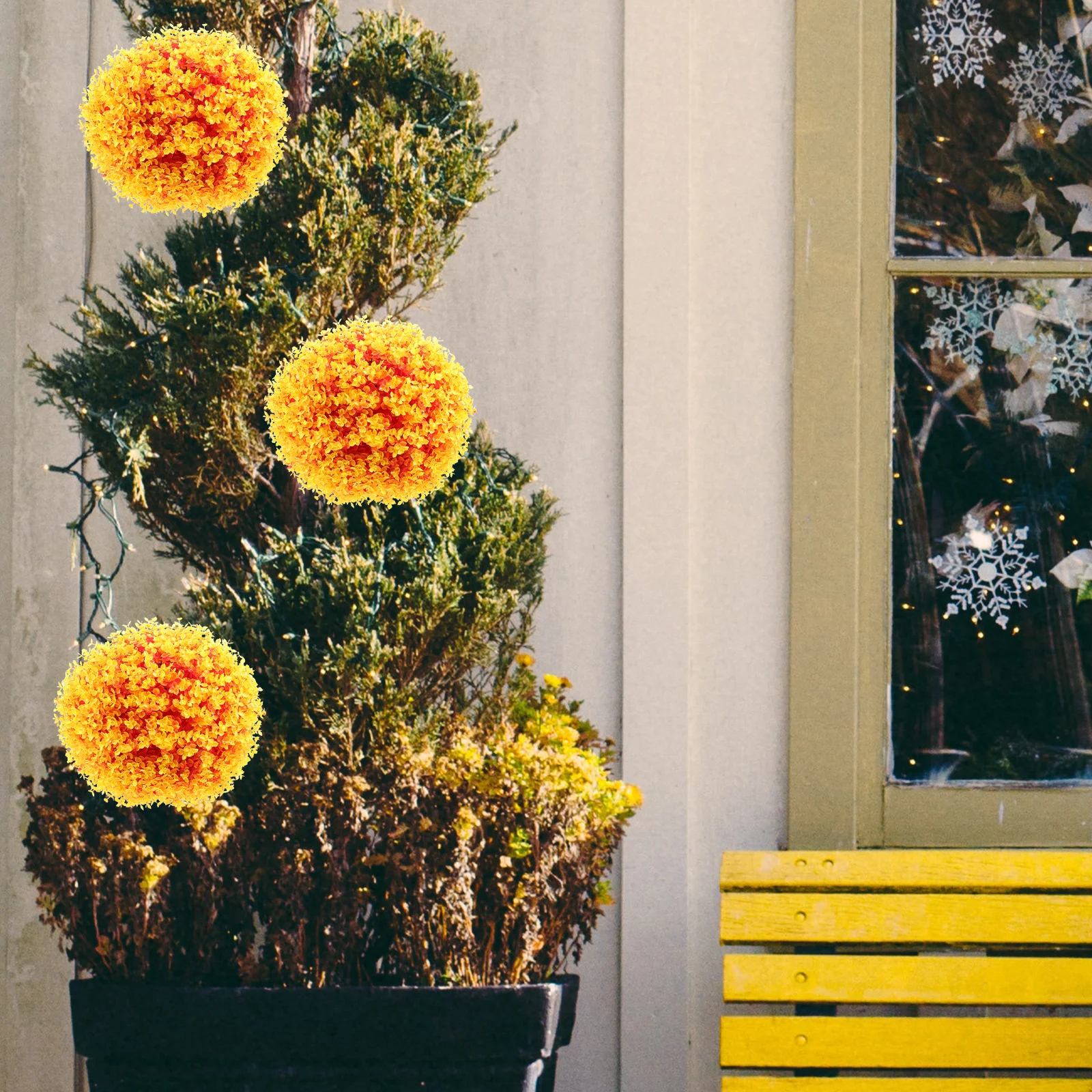 

Model Simulated Eucalyptus Decorative Grass Balls Christmas Artificial Topiary for Outdoors Plastic Faux Plants