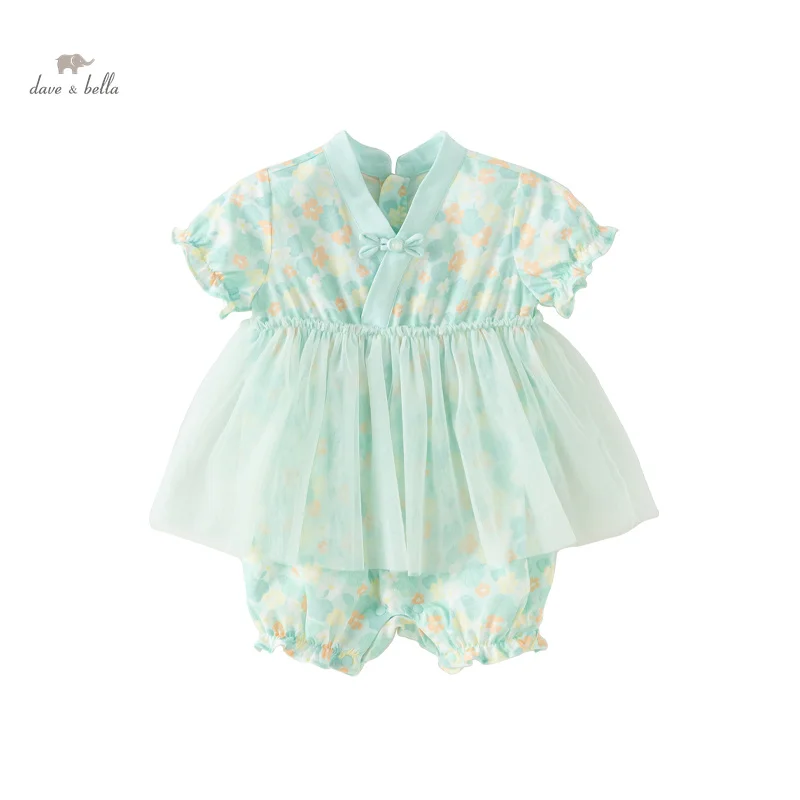 Dave Bella Baby Jumpsuit Romper Newborn Creeper 2024 Summer New Girls Romper Mesh Casual Sweet Lovely Gentle Floral DB2240338