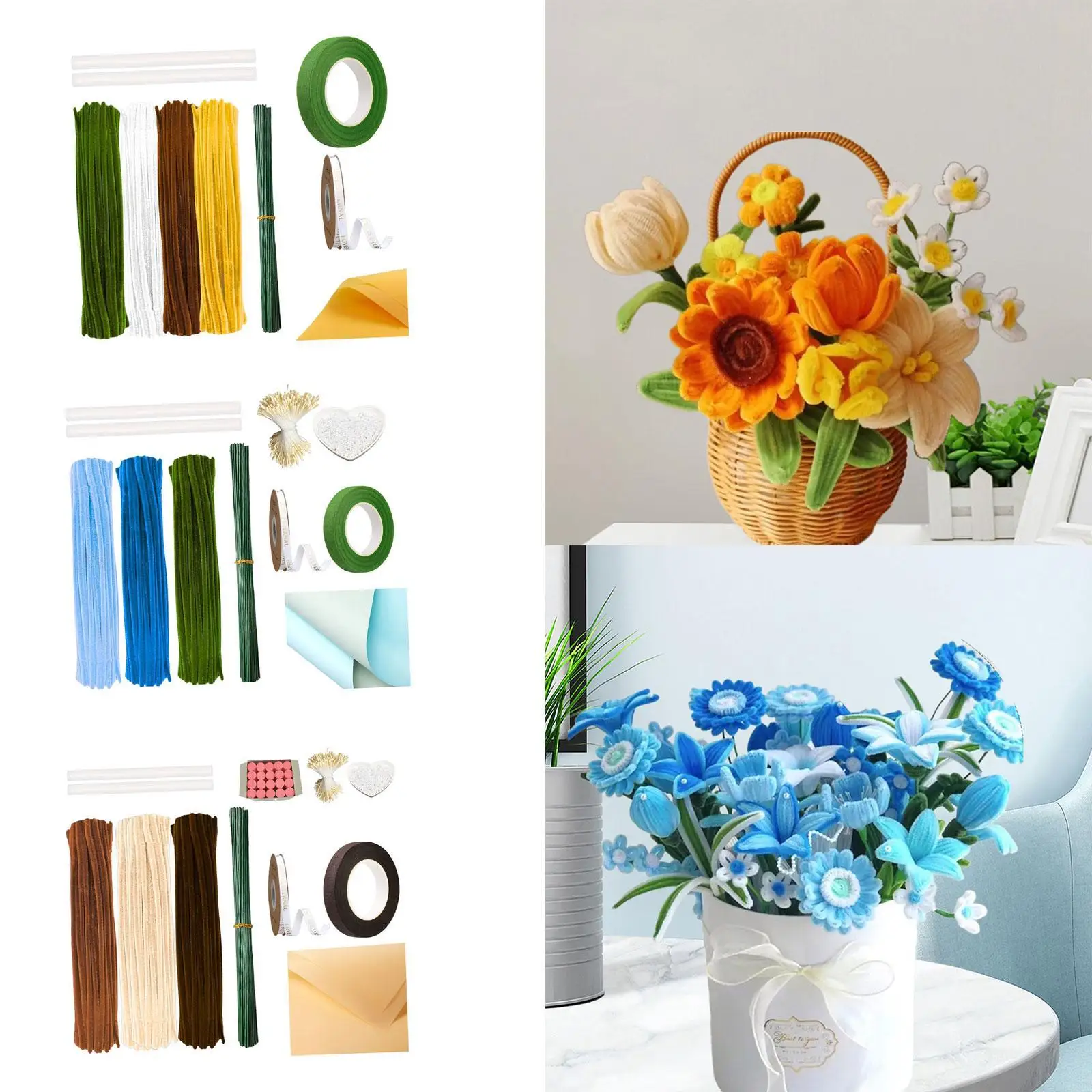 الحرف الفنية DIY للمهرجانات المنزلية DIY منظفات الأنابيب اليدوية ذات الجذعية الزهرية