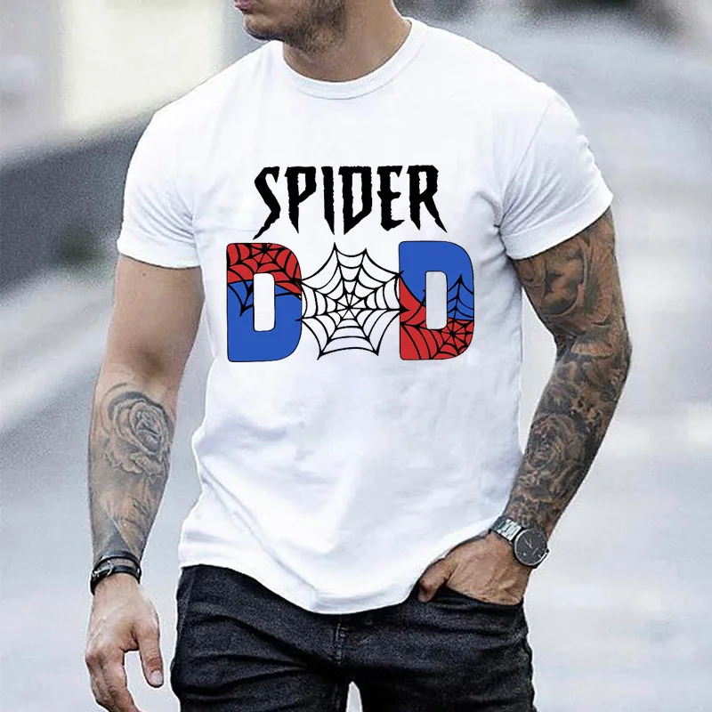 Fashion Trendy Men T-Shirts Vintage Tops Sarcastic Funny Spider Dad Tee Short Sleeve Graphic T Shirts Male Clothes Dad Gifts