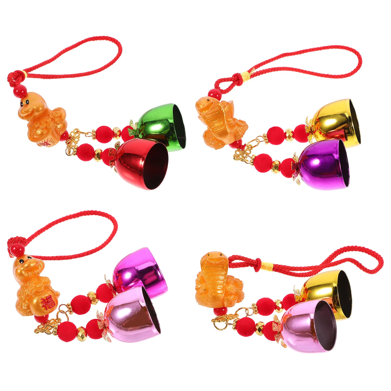 4 Pcs Snake Bell Pendant Festival Outdoor Chimes Hanging Wind for outside Ingots The