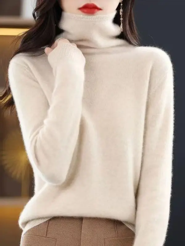 Ele ハイネ レディース ニット ウール セーター 秋冬 ベースレイヤー 高級 カメレ カジュアル ルーズフィット ロングスリーブ