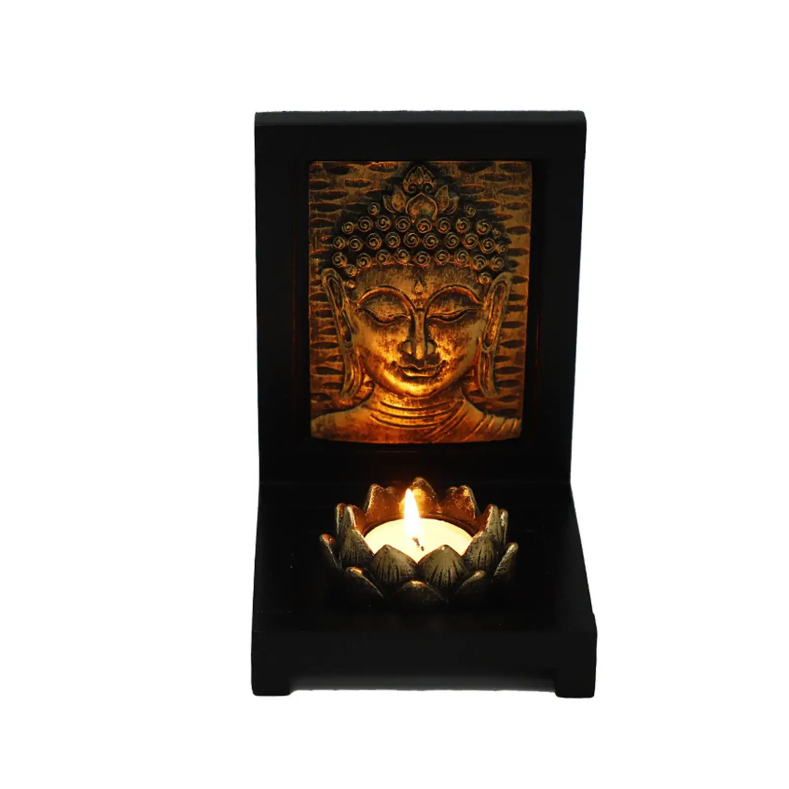 Resin Tealight Candleholder Candle Holder Candelabrum Buddha Statue Candlestick for Hotels Zen Party Taper Candles Anniversary