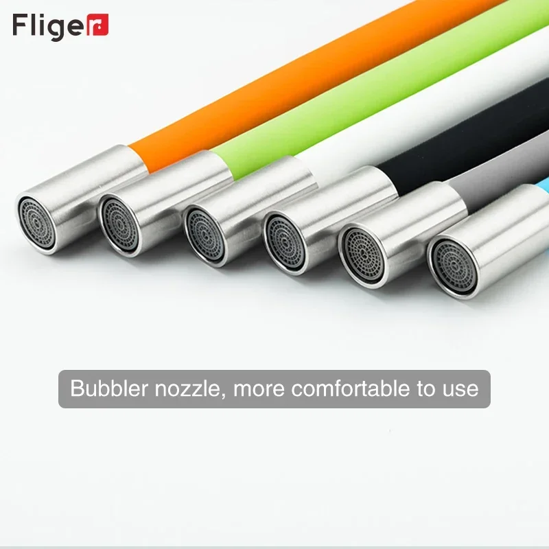 Fliger-accesorios para grifo de cocina, manguera Flexible de silicona giratoria de 360 °, tubo de grifo de agua colorido para lavabo de baño