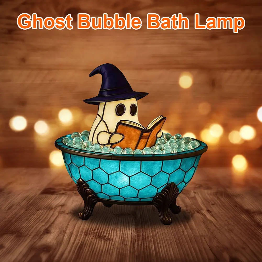 LED Ghost Bubble Bath Lamp Battery Powered Cute Ghost Lamp Multi-Purpose Ghost-Themed Mood Light for Home Bathroom Decor