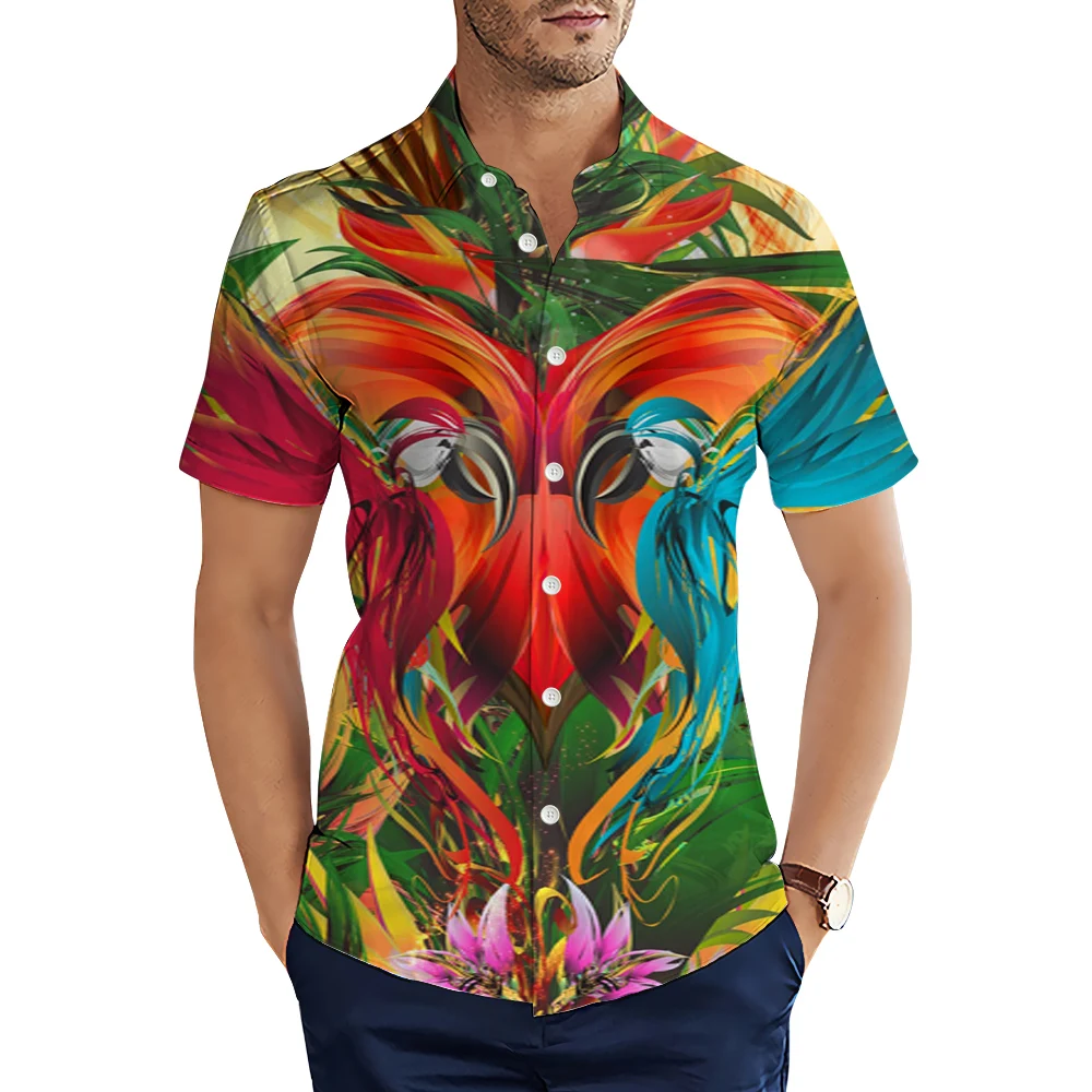 HX Fashion Animal Hawaii Shirts Scary Story Bunny 3D Printed Casual Shirts Men Summer Short Sleeve Tops Camisas Dropshipping