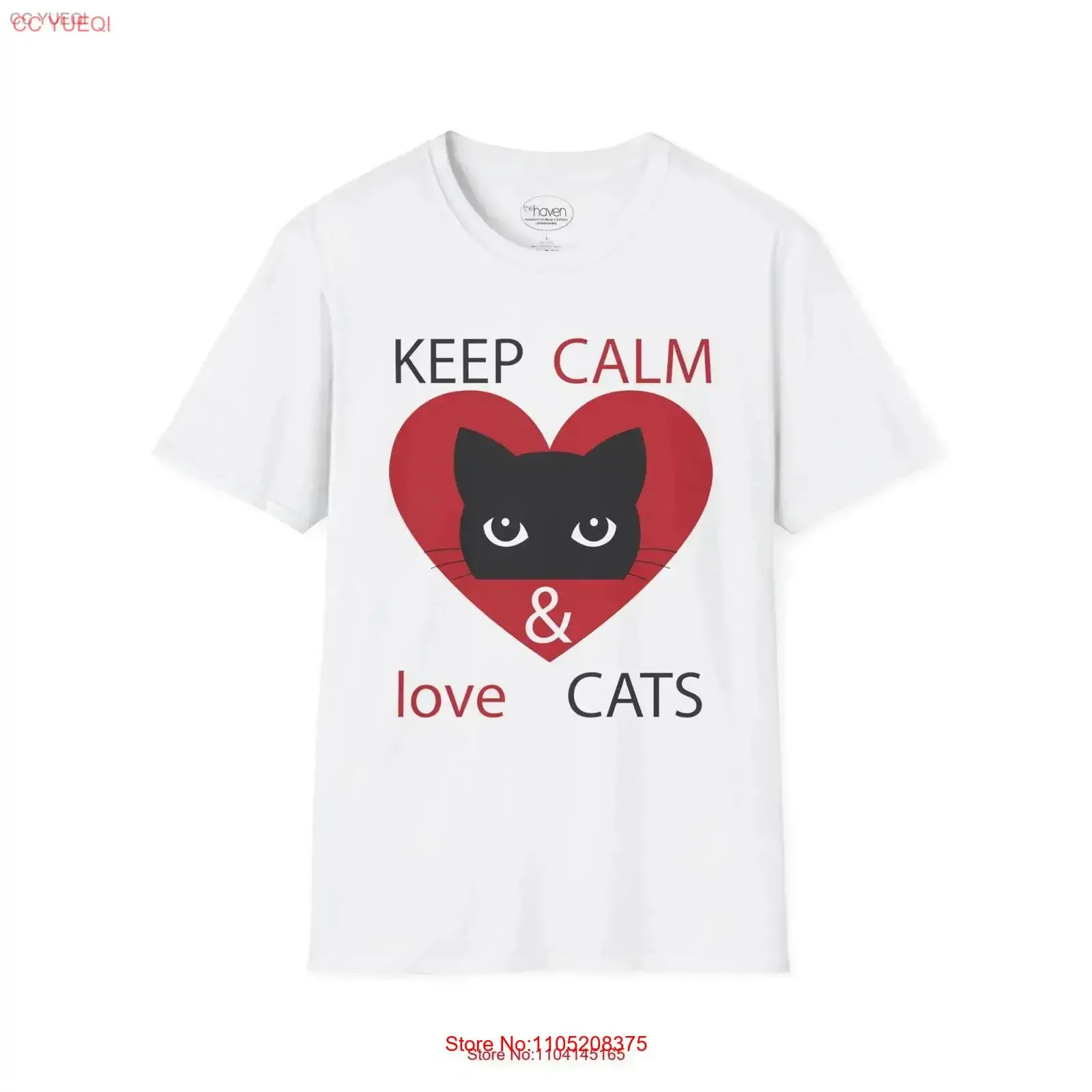 

Cat Lover Softstyle T Shirt Keep Calm and Love Cats Heart Design vintage Washed Breathable Comfortable streetwear Casual homme