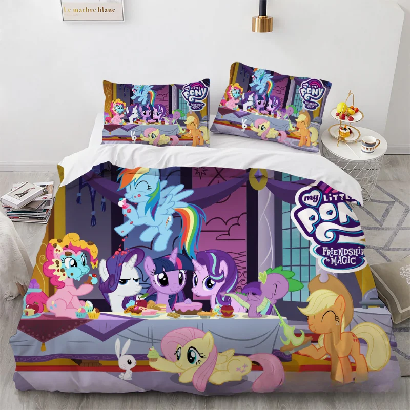 My Little Pony Bedding Set Quilt Cover Pillowcase Anime Twilight Sparkle Decor Bed Spead Bedroom Duvet Cover Bedding Suit Gift