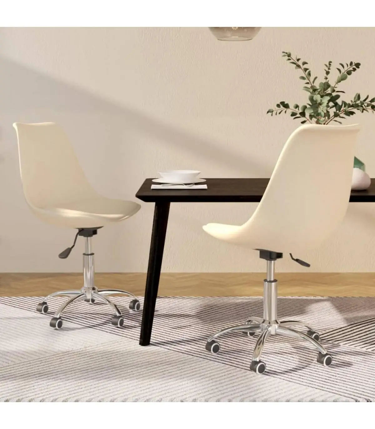 Dining chairs swivel dining chairs 2 PCs fabric cream color