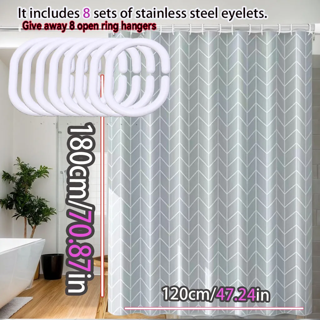Advanced Grey Mesh Shower Curtain Nordic Wind Waterproof Bathroom Curtain Toilet Dry Wet Separation PEVA Material Waterproof