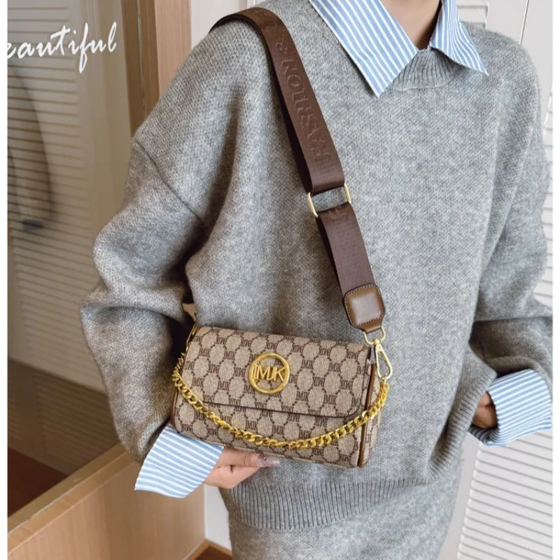 

Элегантная и изысканная женская сумка, новинка 2026 года, в европейском и американском винтажном стиле, с принтом-надписью, на одно плечо, сумка-мессенджер.