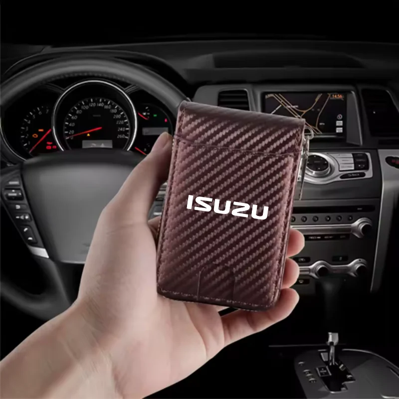 Slim Zipper Credit Card Holder for Men for Isuzu D-MAX D MAX Dmax I II PANTHER ASCENDER 4X4 WFR VAN NFR car Accessories
