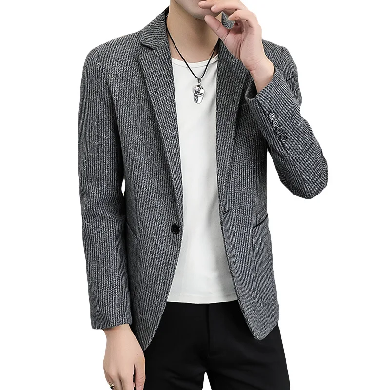 

HOO 2024 Men's Autumn New Striped blazer Youth Fashion Casual Handsome blazer