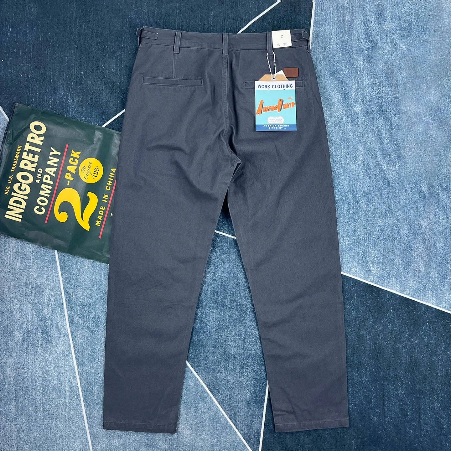 남성용 100% 면 캐주얼 바지, 가을용 두꺼운 미국 레트로 스트레이트 바지