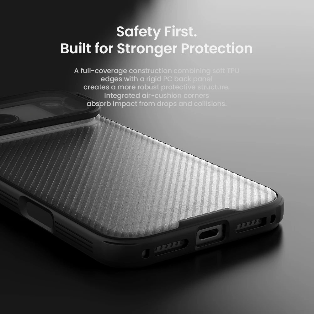 NILLKIN Magnetic Case For iPhone 18 Pro/18 Pro Max, Slide Camera Lens Cover with Hidden Stand, Aluminum Kickstand, Shock Proof
