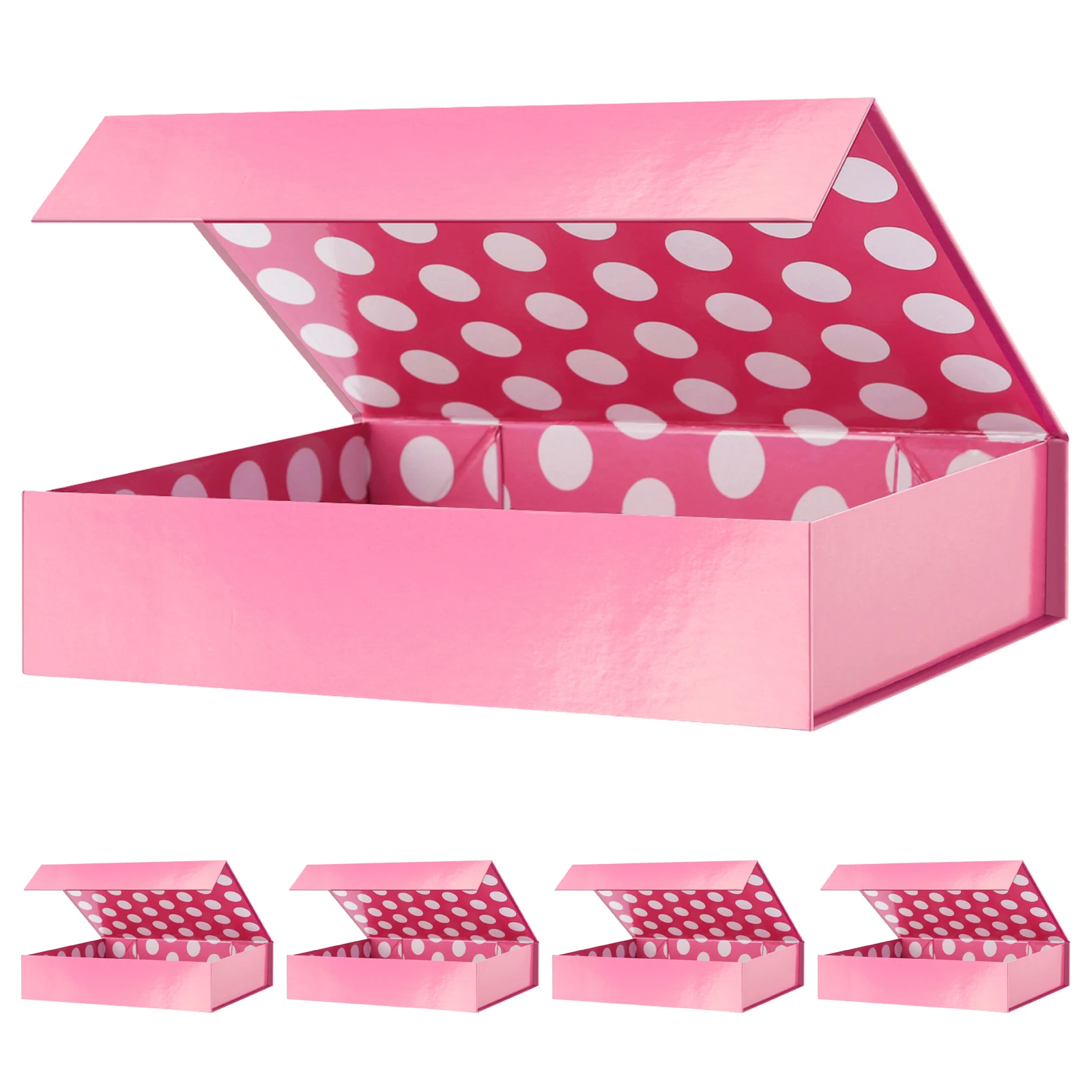 11x7.8x2.3 Inches, Pink Gift Boxes with Lids for Presents, Magnetic Closure, Shirt Gift Boxes for Clothes Glossy Metallic Pink