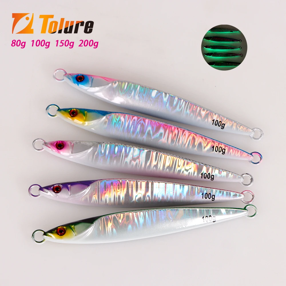 TOLU 80-200g Schnell Sinkender Weitwurf-Jig – Hochbelastbarer Salzwasser-Metallköder für GT & Thunfisch Tiefsee-Angeln