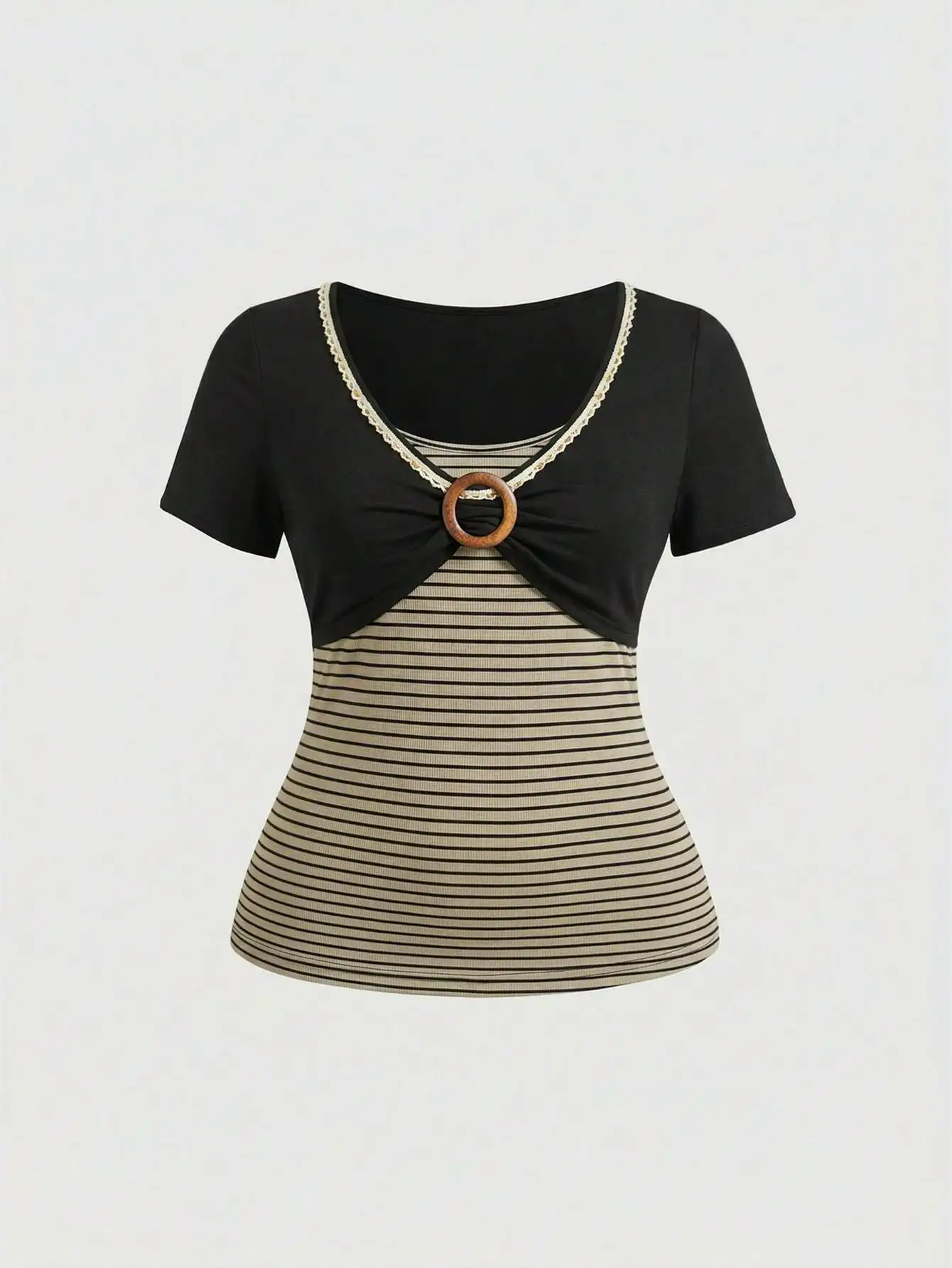 

Vintage 2 In 1 Casual Striped T-Shirt For Women Plus Size
