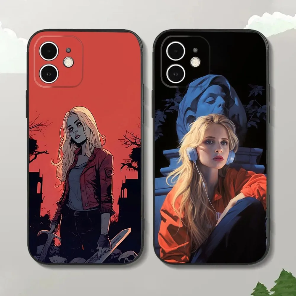 B-Buffy the V-Vampire S-Slayer Phone Case For iPhone16,15,14,13,12 Mini 11 Pro XR,X,XS,MAX 7,8 Plus Silicone Cover Soft Black