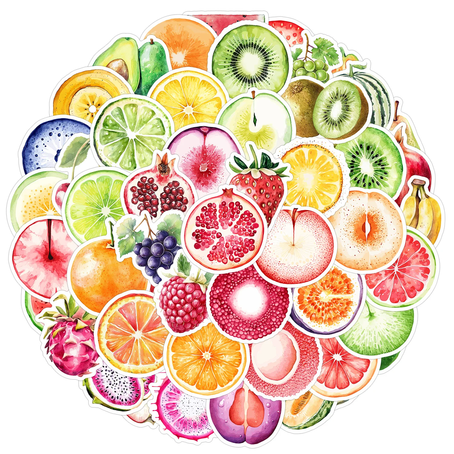 50PCS Fruit Aesthetics Graffiti Stickers Creative Cartoon Fruits Decal DIY Luggage Phone Guitar Skateboard Waterproof Sticker