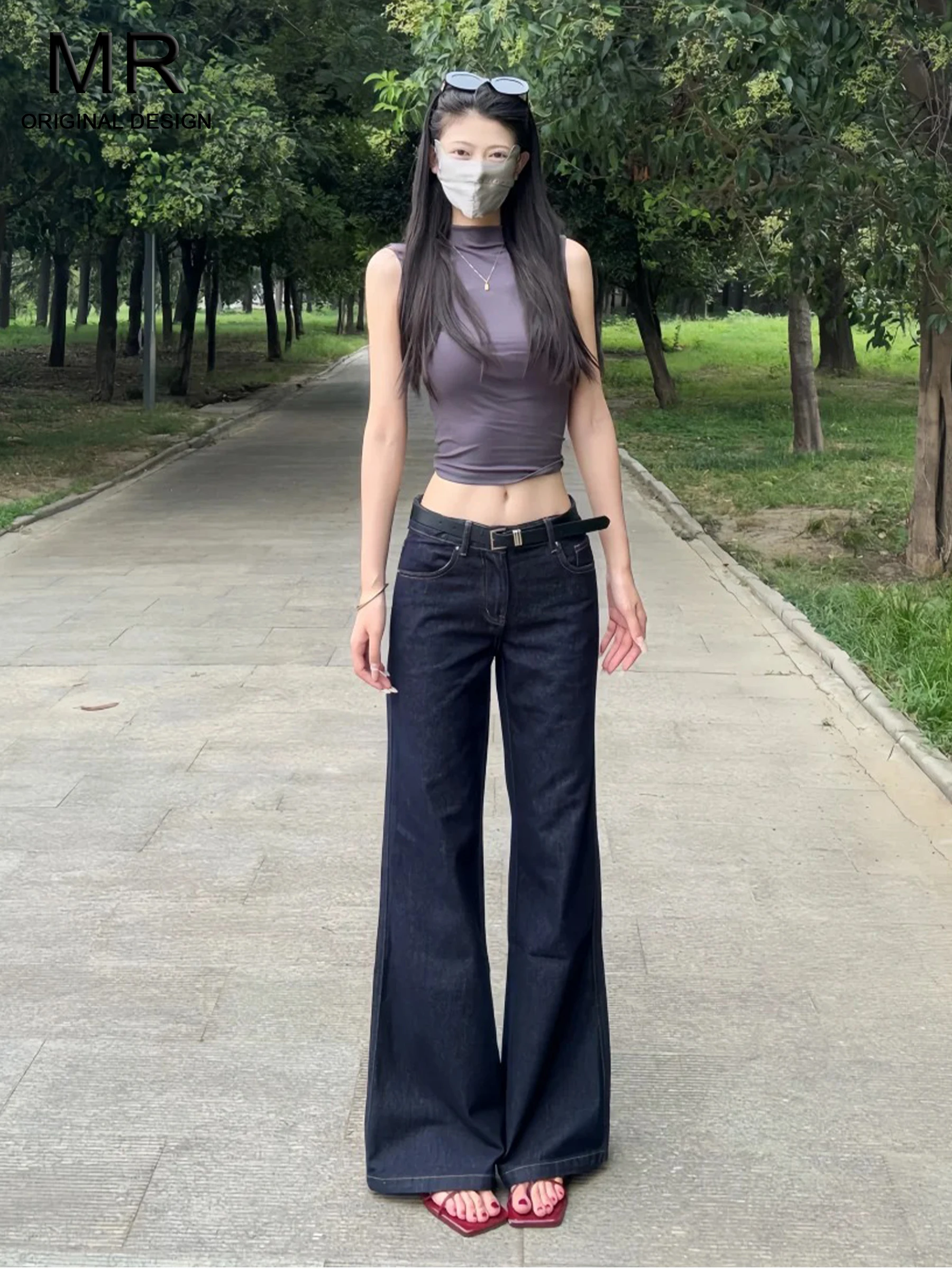 

American Style Low Waist Bell Bottom Jeans Women's Spicy Girl Original Blue Color Slimming Leggings Casual Spring Summer