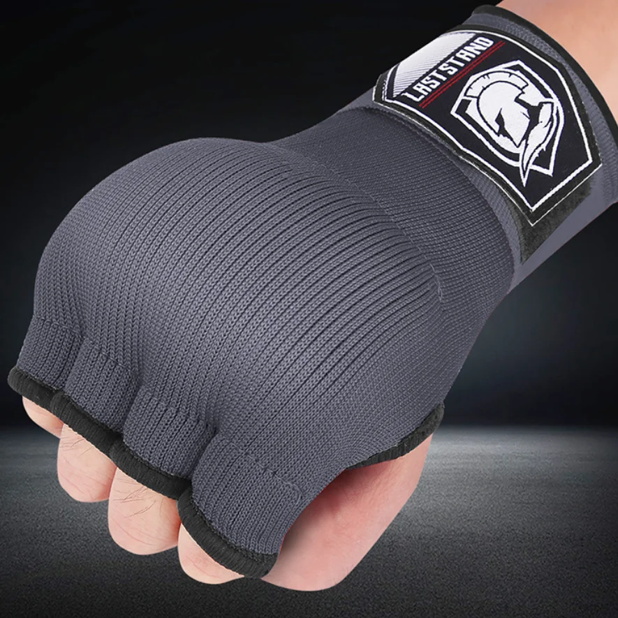 1 Pair Gel Boxing Hand Wrap Gloves Adjustable Half Finger Gloves Support with Long Wrist Strap MMA Boxing Hand Protective Gear