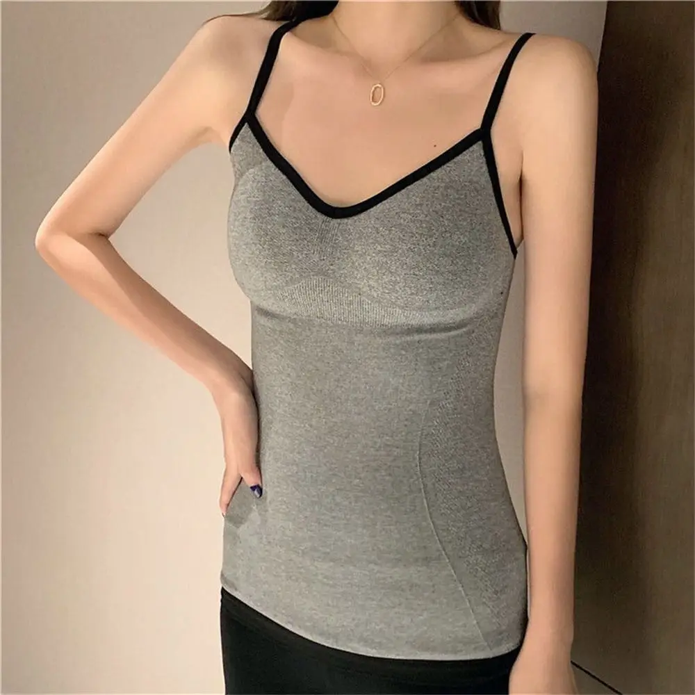 Fashion Cold Resistant Thickened Vest Thermal with Chest Pad Warm Underwear Slim Simple Solid Sling Vest for Women Female