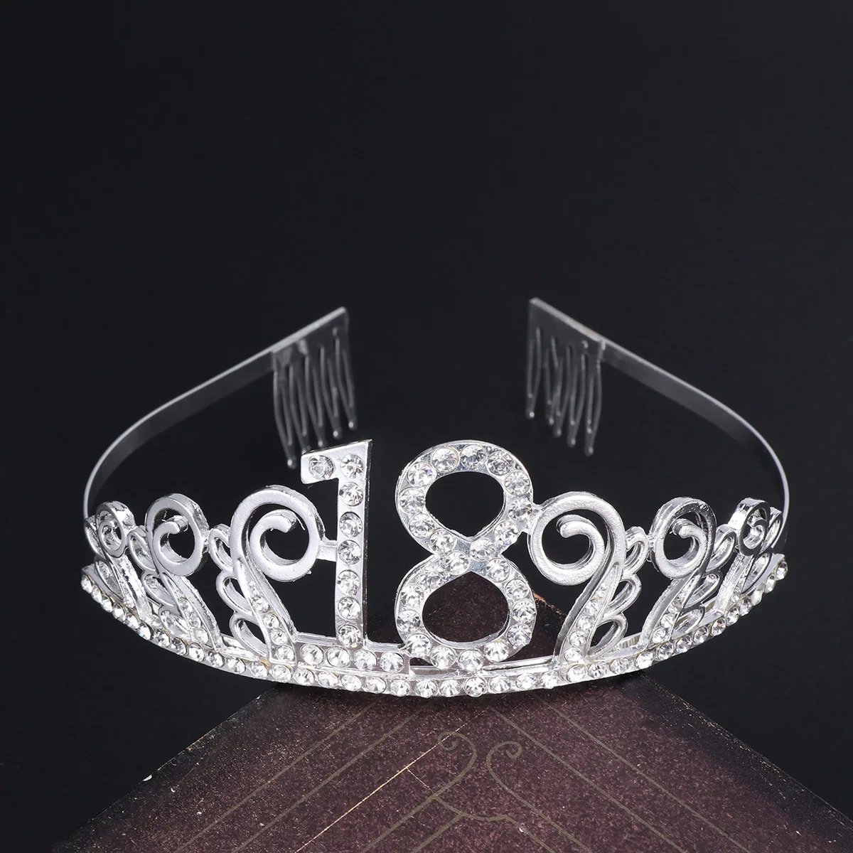 

Birthday Crown Crystal Hair Comb Party Etiquette Belt Sash for Make up Decorative