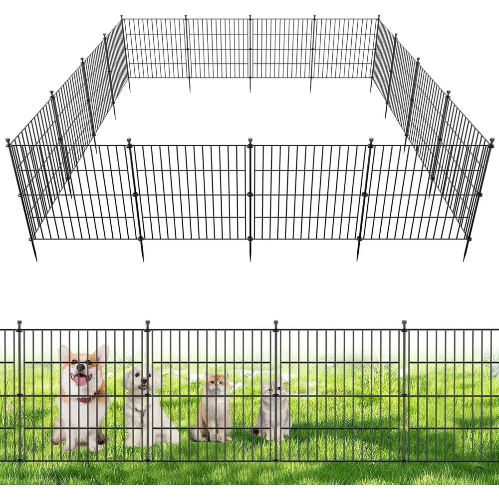

10 Panels No Dig Decorative Outdoor Garden ence or Yard, 24 in(H) X 20 t(L) Animal Barrier encing Rustproo Metal Wire Panel Bord