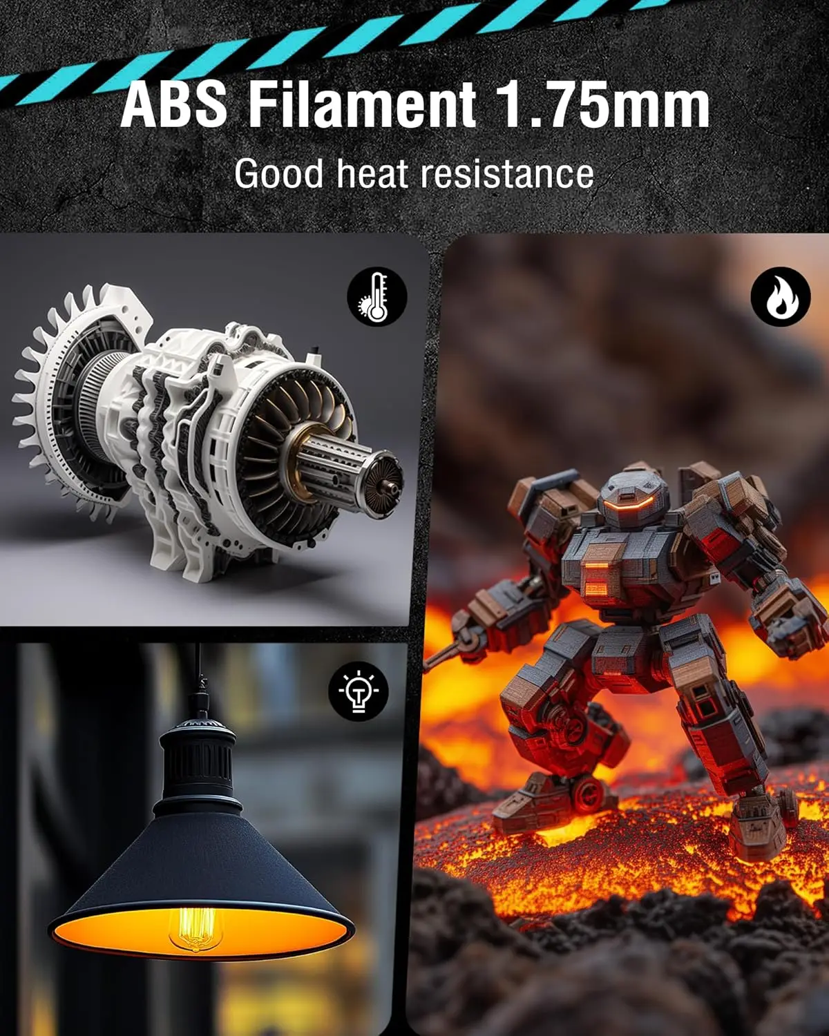 SUNLU خيوط طابعة ثلاثية الأبعاد 1.75 مللي متر 1 كجم/لفائف أبيض وأسود ABS خيوط طباعة ثلاثية الأبعاد مواد طباعة ثلاثية الأبعاد للطابعة ثلاثية الأبعاد #3