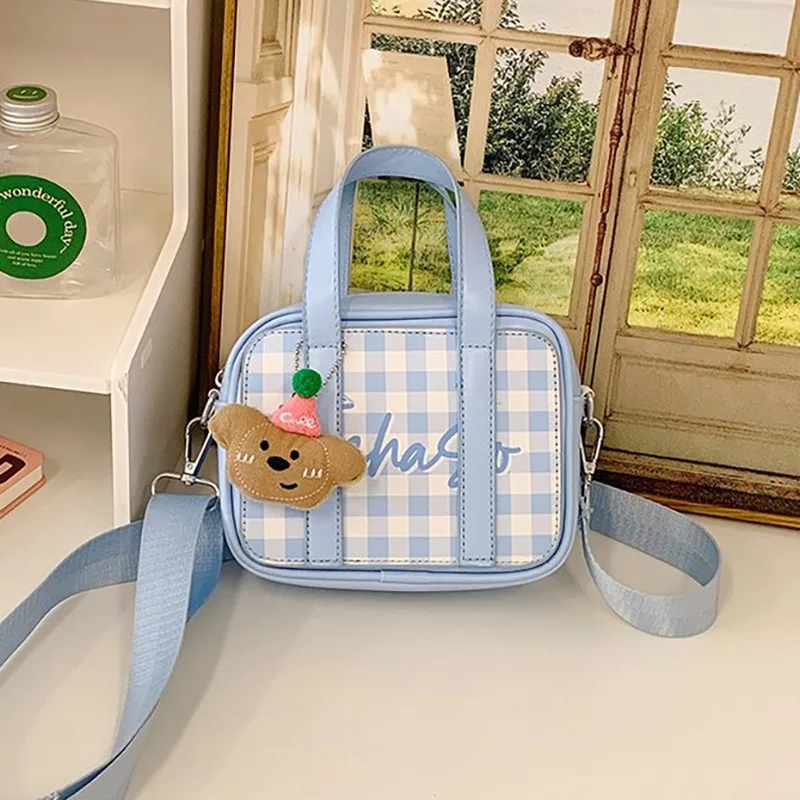 

HAEX Dopamine Mini Handbags Women 2025 Sweet Girls Candy Color Plaid Crossbody Shoulder Bags Casual Trend Daily PU Bag Female