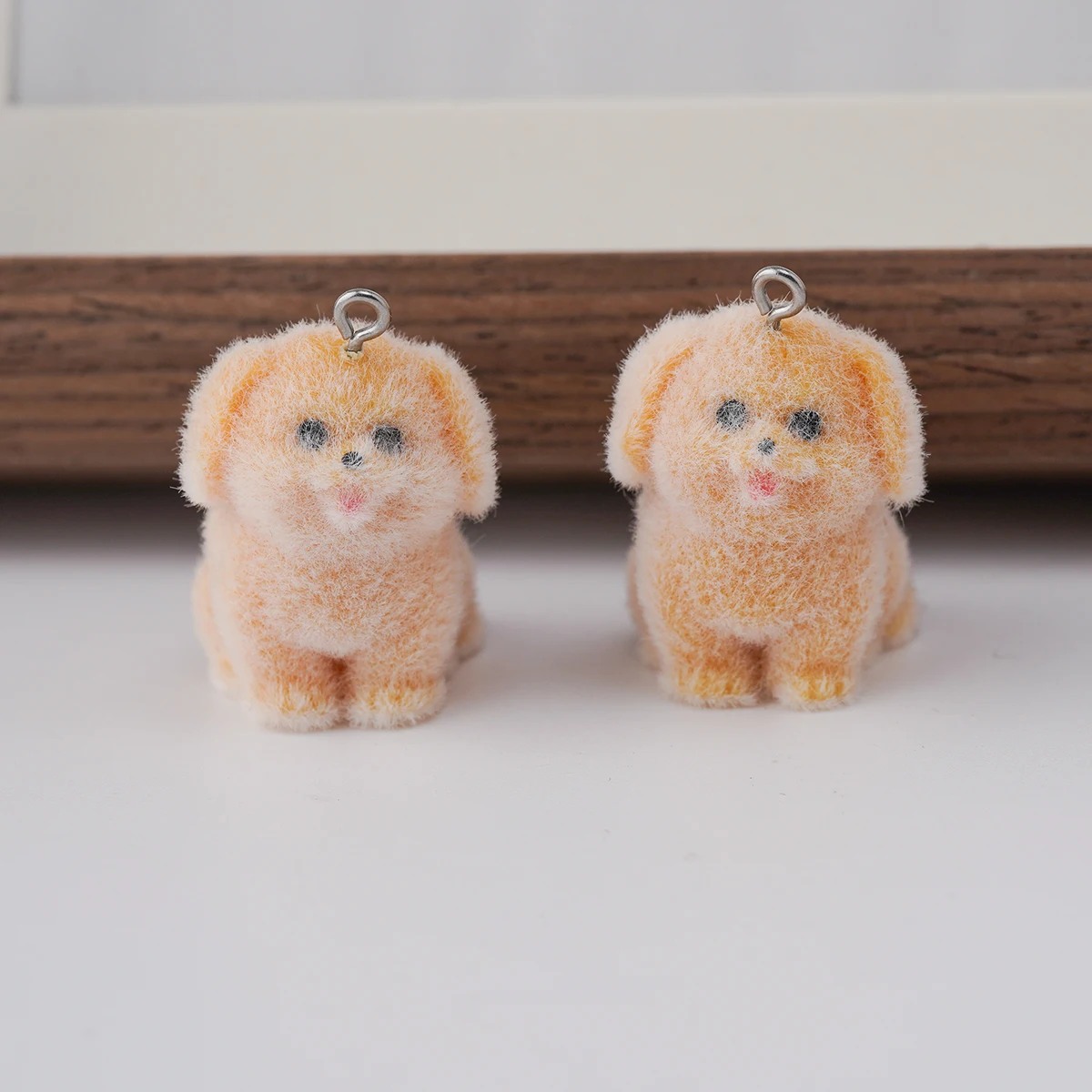 20pcs 3D Flocking Cartoon dog Charms Cute Golden Retriever Pendants for Making Jewelry Necklace DIY Case Accessories Wholesale