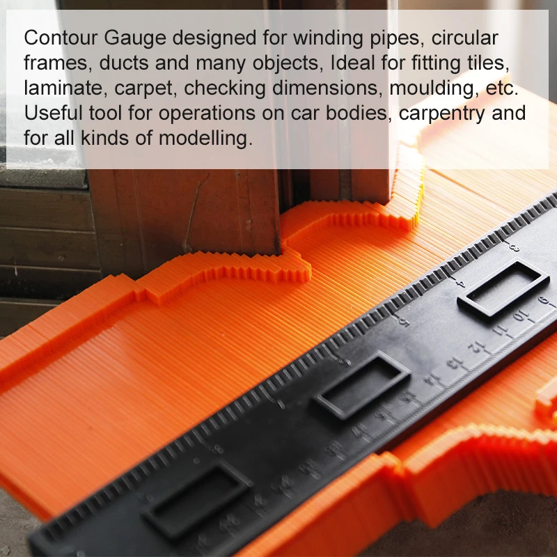 ล็อคโลหะผสม Contour Profile วัดลามิเนต Edge Shaping ไม้วัดไม้บรรทัด ABS Contour Gauge Duplicator 5/6/10นิ้ว