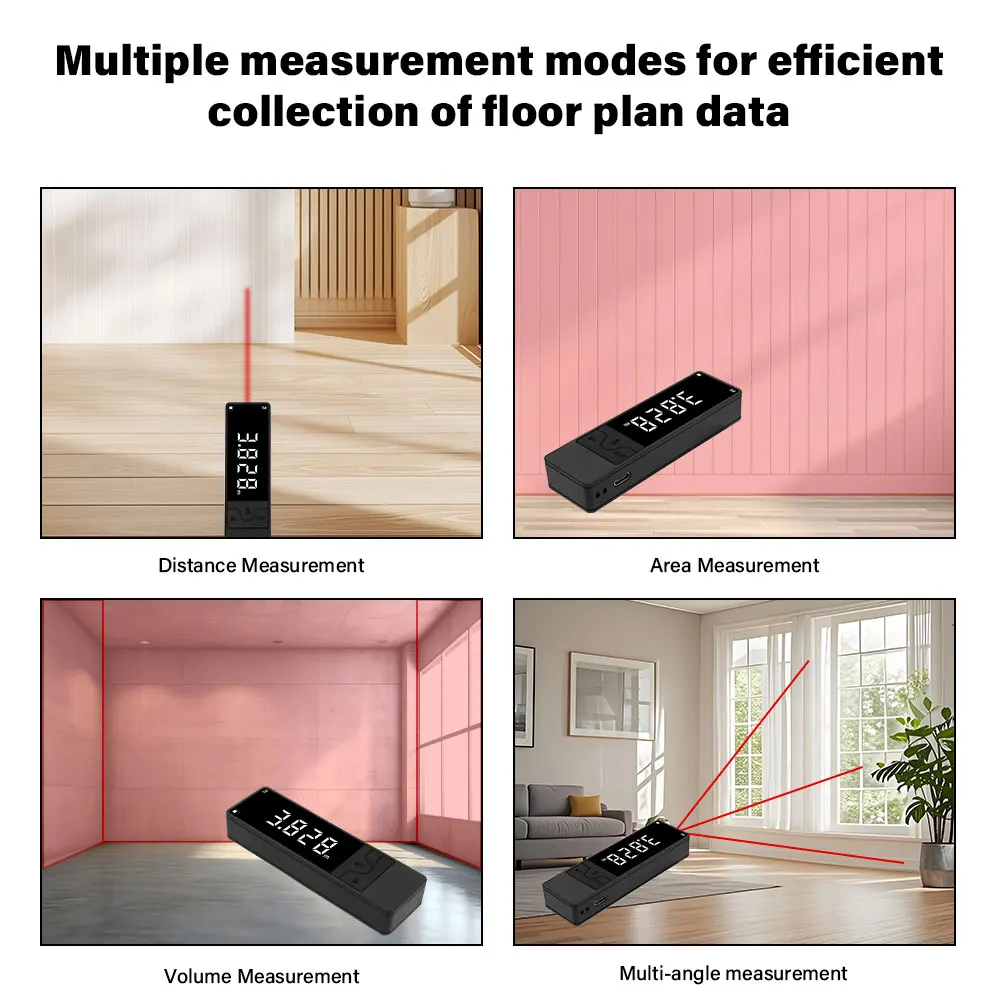 USB Rechargeable 40M Laser Distance Meter with LCD Screen - Mini Rangefinder for Distance Area and Volume Measurements