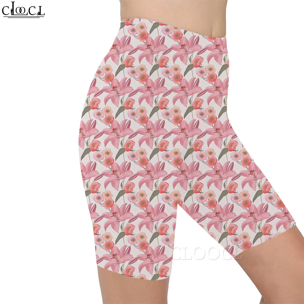 CLOOCL Roze Bloemen 3D Patroon Gedrukt Shorts Vrouwen Sexy Gym Joggingbroek voor Vrouwelijke Gym Sport Shorts Vrouw Broek