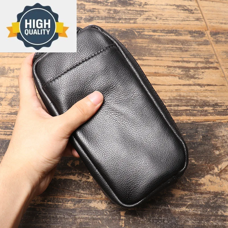 Bag Men's Clutch Vintage Long Wallet Real Leather Key Coin Purse Leisure Storage High Quality Cell Phone