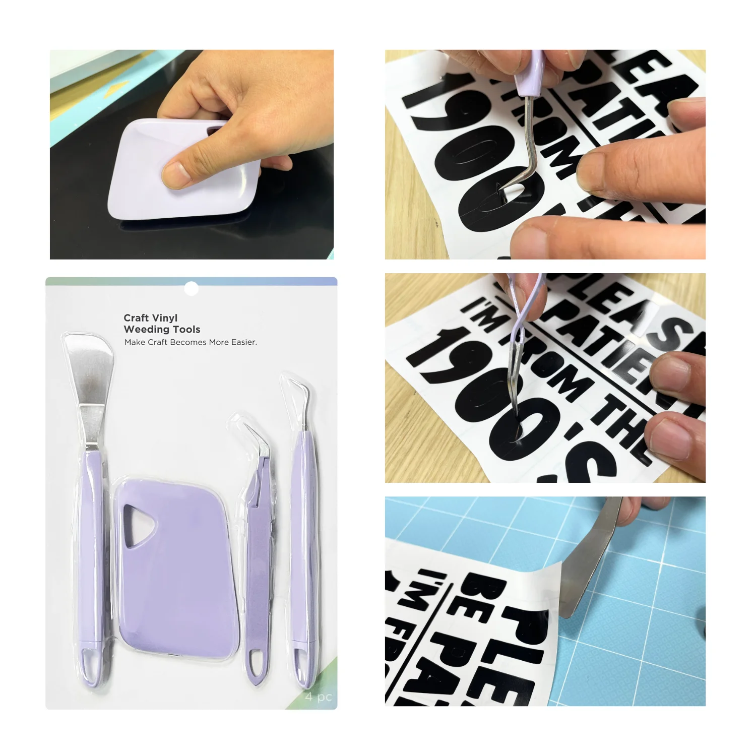 أدوات إزالة الأعشاب الضارة من الفولاذ المقاوم للصدأ باللون الأرجواني، مناسبة لإزالة الأعشاب الضارة من الكريكت والصورة الظلية Siser & Oracal، لإزالة الأعشاب الضارة من الفينيل