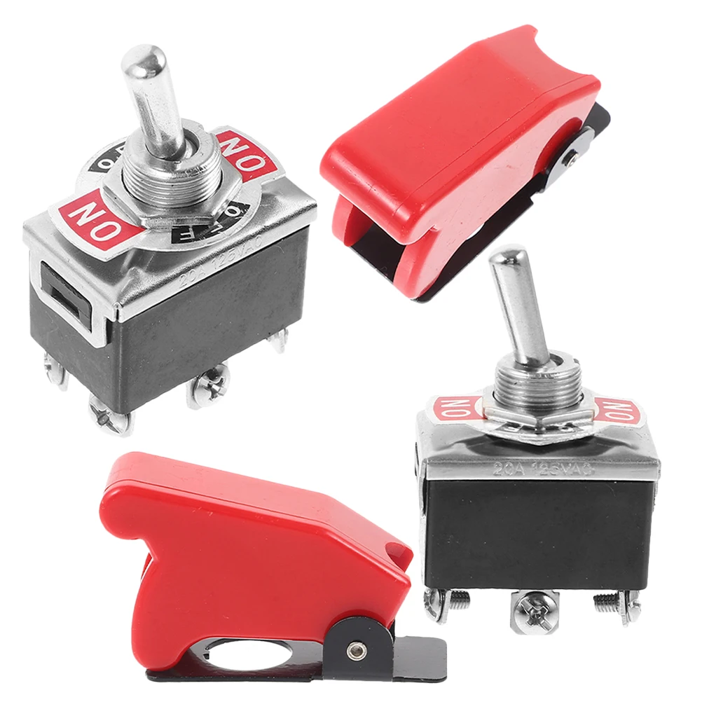 

2pcs Red Protective Cover Switch Round Automotive Replacement Electrical System Waterproof Cap SPDT Toggle Center Off Safe