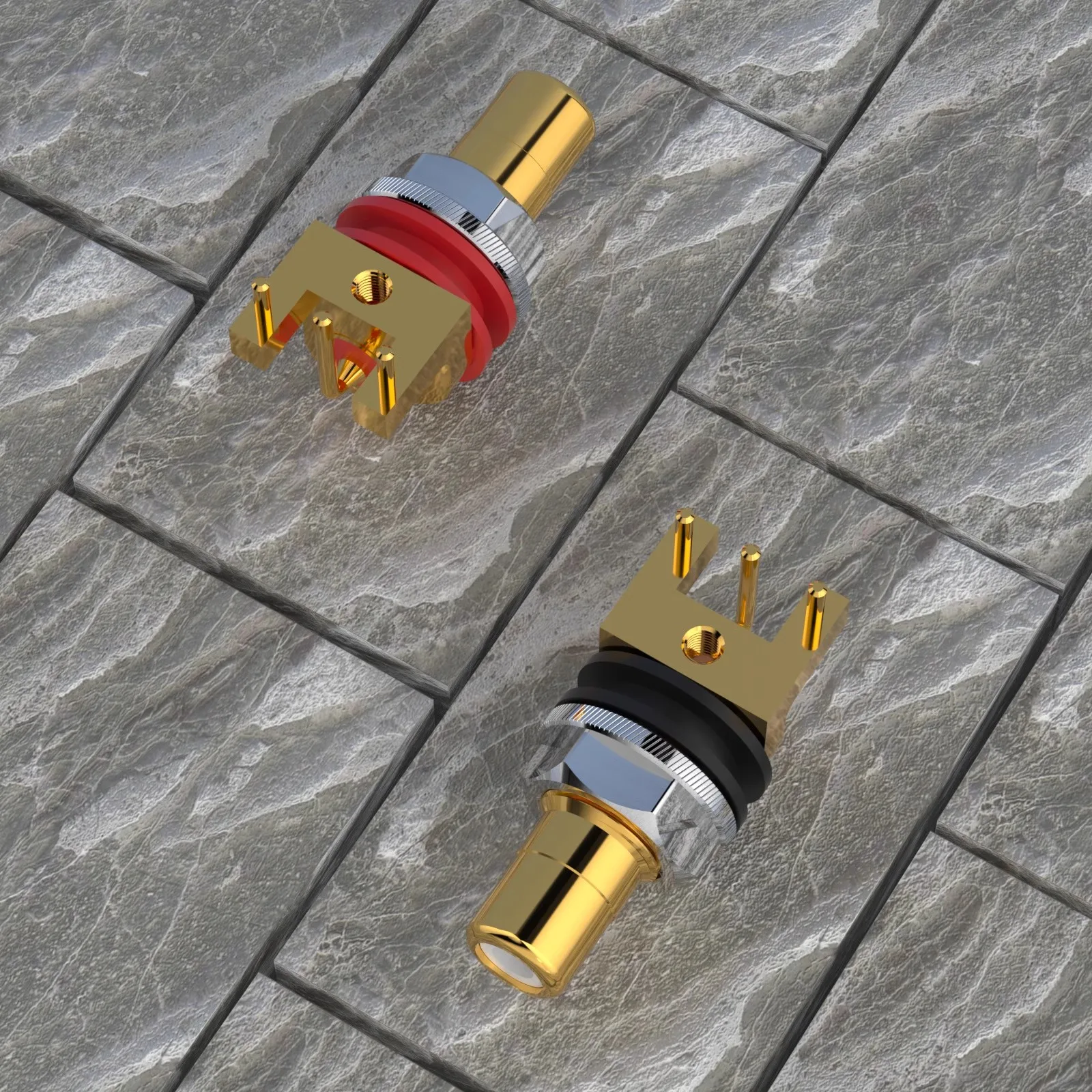 Monosaudio C403G Reines Kupfer, 24 Karat vergoldet, Leiterplattenmontage, Cinch-Buchsen, Anschlussgehäuse, reines Kupfer, rhodinierte Buchse – Detail 4