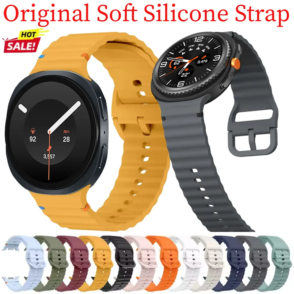 Original Soft Silicone Strap for Samsung Galaxy Watch 8 9 40mm 44mm Comfortable Bracelet for Galaxy Watch 8 Classic 46mm Correa