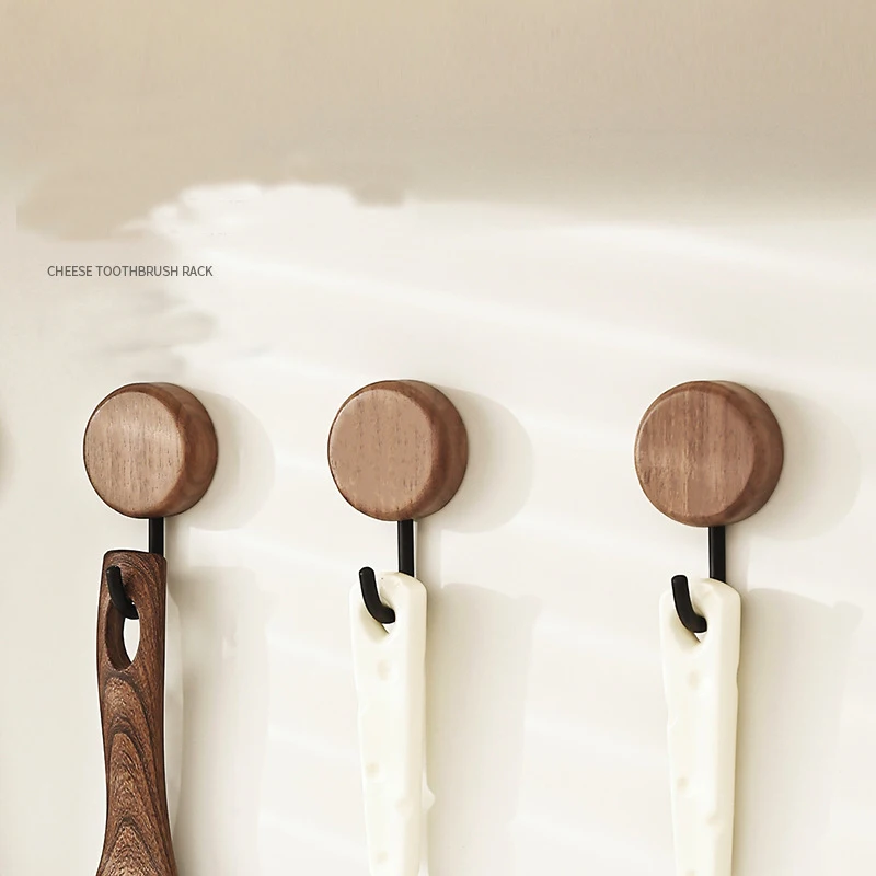 

5pcs Kitchen door strong load-bearing coat sticking hook towel key hook Walnut hook strong adhesive bonding bathroom bathroom