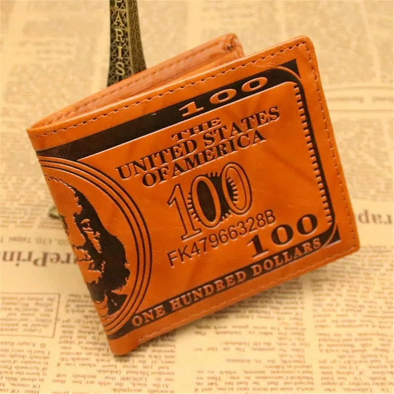 محافظ رجالية مع 100 دولار أمريكي نمط محفظة الذكور محفظة جلدية حامل بطاقة الصورة موضة سعة كبيرة محفظة محفظة حقيبة