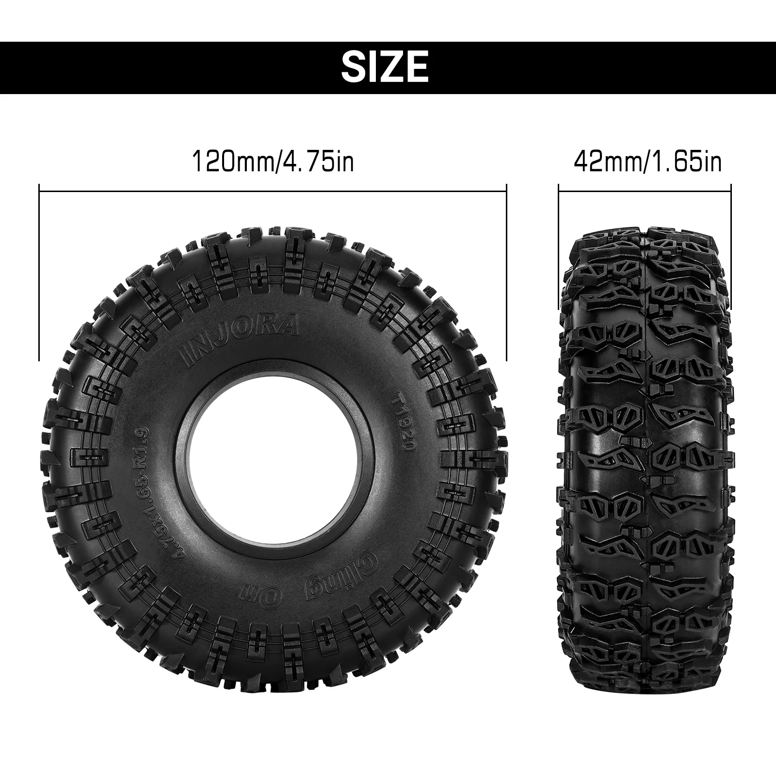 INJORA S5 1,9" Przyklejane opony 120*42mm do gąsienic 1/10 RC (T1920) — zdjęcie 3