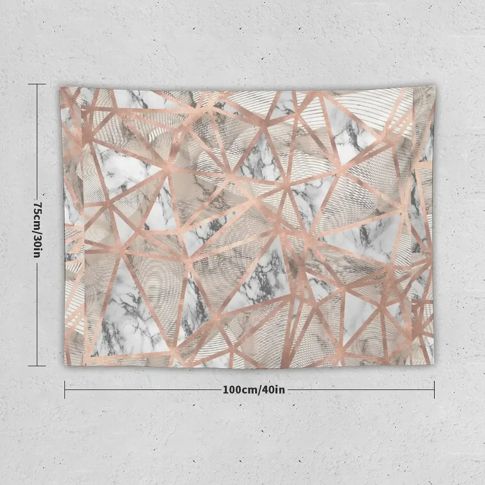 Fractured Marble Pieces Geometric Rose Gold Design Tapestry Bedroom Decor Aesthetic Wall Hanging Outdoor Decor Tapestry